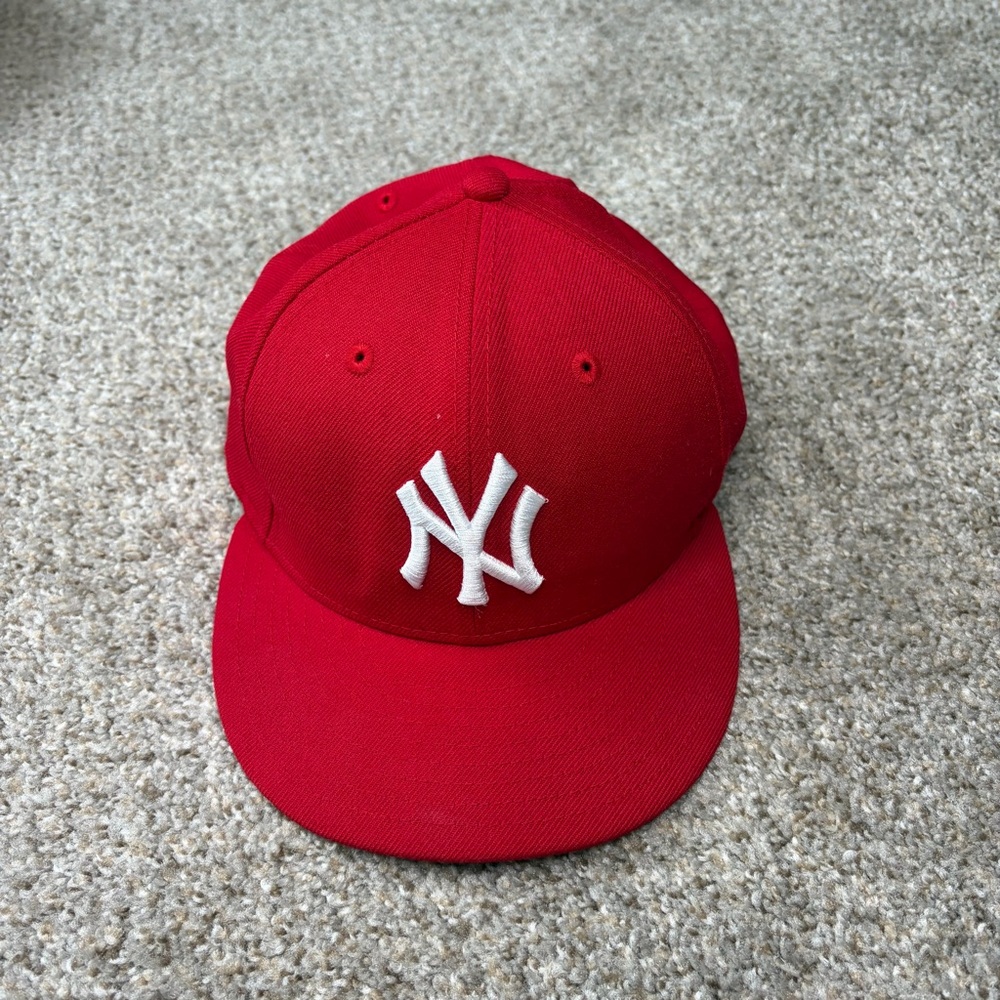 New Era Red Baseball Cap with White NY Logo